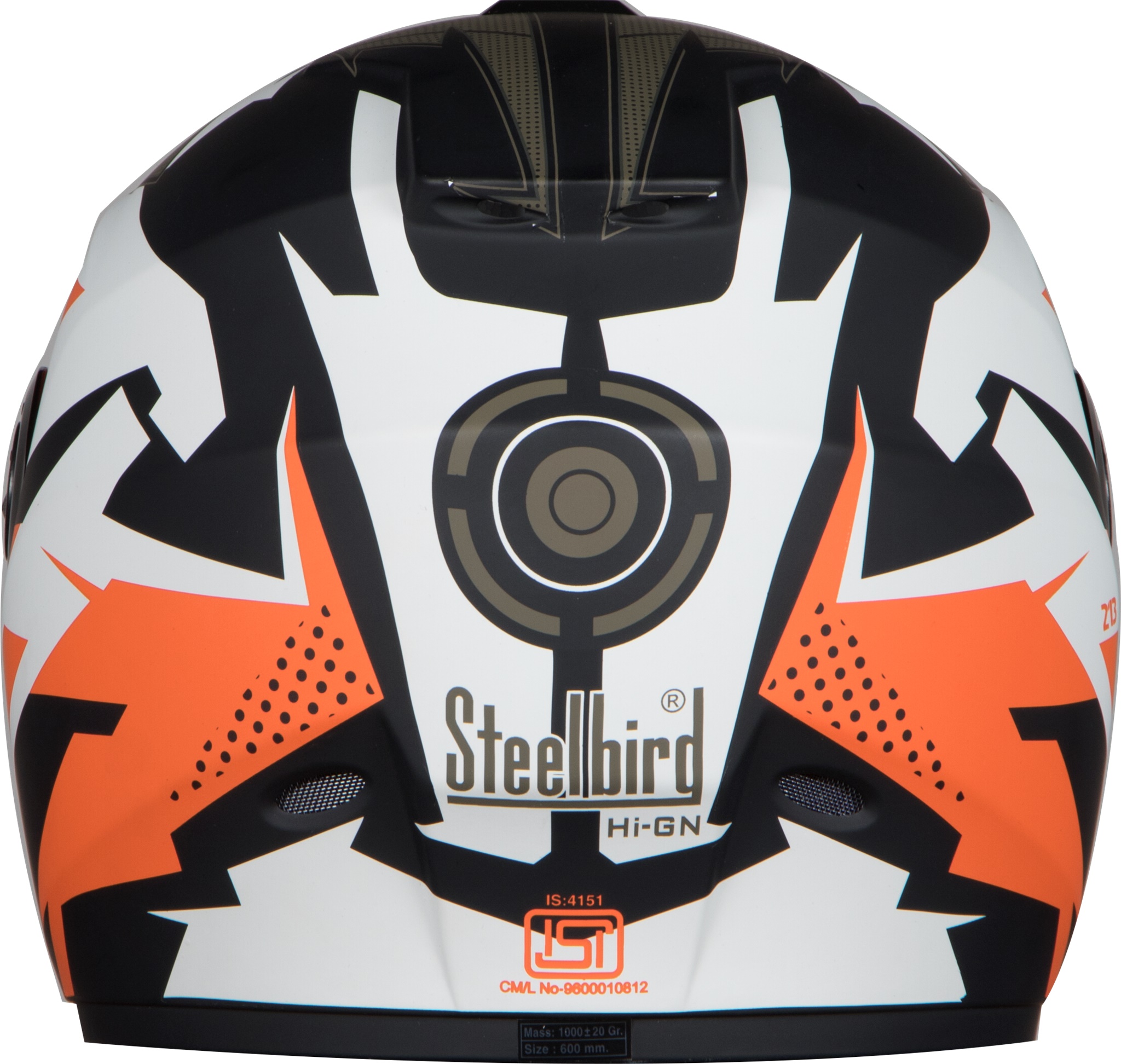 Steelbird HI-GN Men Vision Decal Hunk Glossy Black/Orange ( Fitted With Clear Visor Extra Smoke Visor Free)